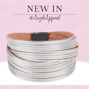 Silver/Tan Multi-strand Vegan Leather Bracelet, BRAND NEW ✔️